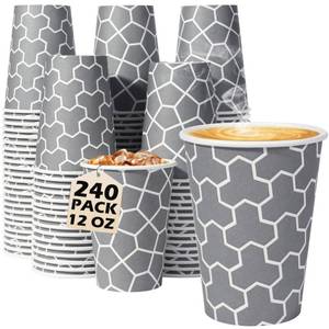 lot 5631 image: Huifany Coffee Cups 12 oz Paper Cups 240 Count, Disposable Coffee Cups, HotCold Beverage Drinking Cups for Water, Coffee, Tea, Juice