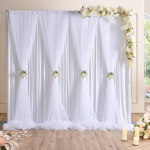 lot 5632 image: White Tulle Backdrop Curtains for Baby Shower Party Wedding Photo Drape Sheer Backdrop for Birthday Bridal Shower Photography Props 10 ft X 7 ft