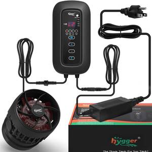 lot 5638 image: hygger DC Powerful Wave Maker For Aquarium, Quiet Aquarium Circulation Water Pump Adjustable Flow Freq, 4 WavesNightFeed Modes, Magnetic Holder Display Controller