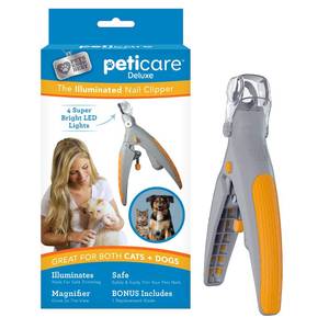 lot 5640 image: Allstar Innovations PetiCare LED Light Pet Nail Clipper- Great for Trimming Cats & Dogs Nails & Claws, 5X Magnification That Doubles as a Nail Trapper, Quick-Clip, Steel Blades