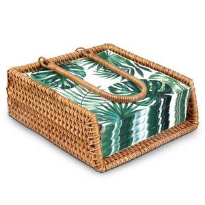lot 5641 image: Rattan Napkin Holder, Kitchen Counter Decor, Wicker Napkin Tray for Kitchen, Picnic, Restaurants, Cafe,Home Decor, Size for 7.5  7.5  2.5in Napkin