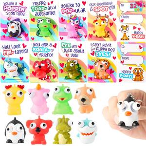 lot 5644 image: JOYIN 32 PCS Valentines Day Gift Cards with Animal Popping Eyes Keychains for Gifts Party Favor, Classroom Exchange Prizes, Valentines Greeting Cards