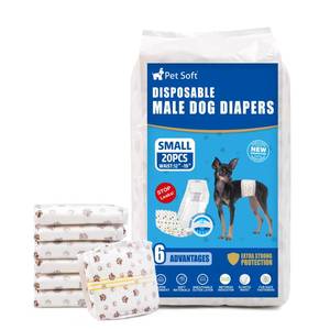 lot 5661 image: Pet Soft Dog Diapers Male - Disposable Male Dog Wraps Wetness Indicator, Ultra Absorbent Doggie Diapers Comfortable for Incontinence Excitable Urination, 20pcs Small