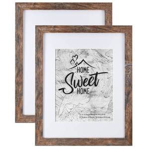 lot 5664 image: Califortree Rustic Brown 11x14 Picture Frame - Display Photos 8x10 with Mat or 11x14 Without Mat - Real Glass Inside - Set of 2