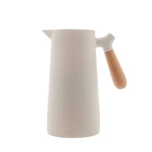 lot 5665 image: WOLFF - Thermal Coffee Carafe - Hot or Cold Drinks, Double Walled Insulated Vacuum Flask - Leakproof Coffee Dispenser with Wooden Handle, Thermos Bottle for Cold Beverages - White, 34floz1L