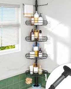 lot 9885 image: Allzone Tension Corner Shower Pole Caddy