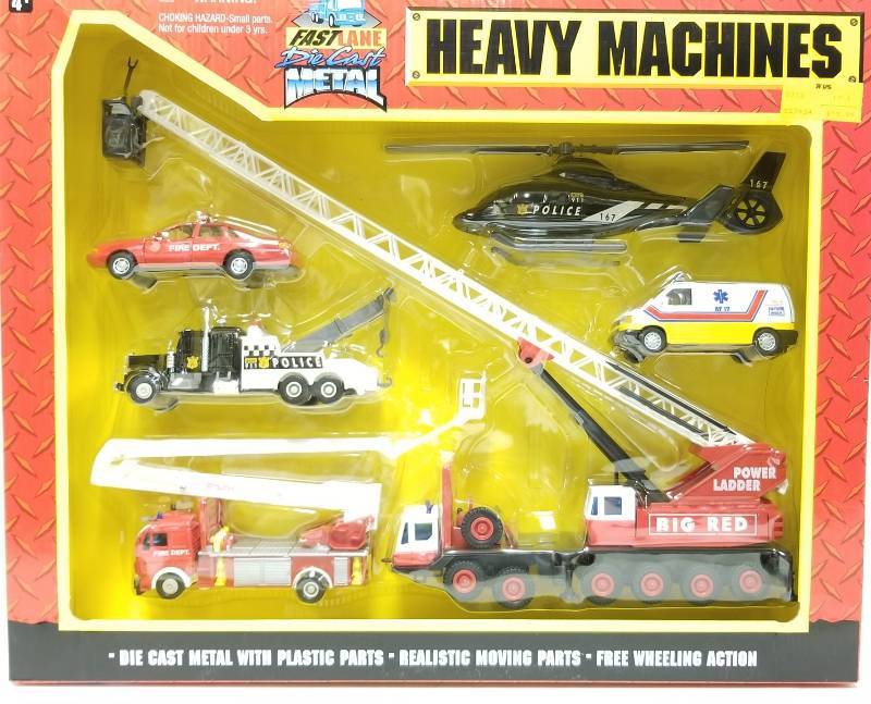 lot 1136 image: Heavy Machines FireAmbulancePolice Rescue  6 piece Set.  NIB, see pix