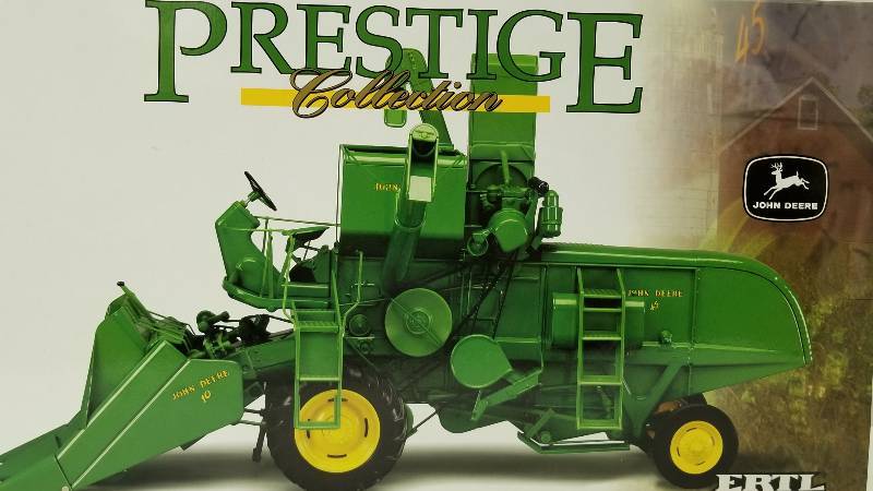 lot 1175 image: Ertl Prestige Collection John Deere 45 Combine wJD 10 2 row picker head, 116 scale, # 15195, VERY NICE, NIB and unsealed