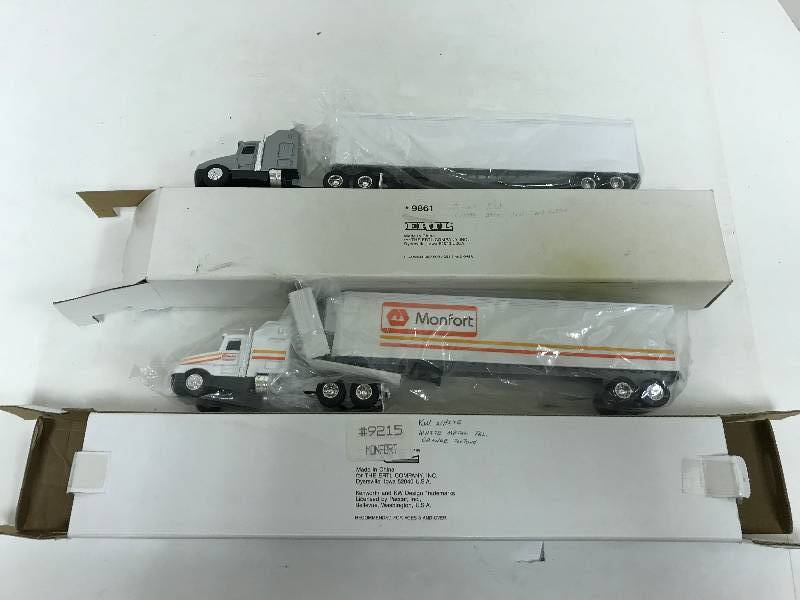 lot 1253 image: 2 Ertl Semi, Silver KW wWhite Metal Vanno logo, 9861, KW white trailer,164 scale,  See Pix for detail, NIB