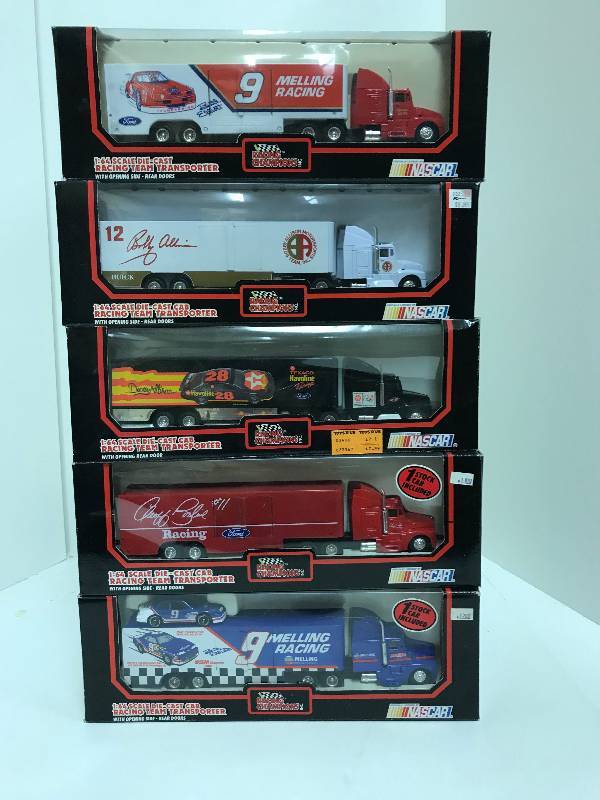 lot 1229 image: 5 Racing Champion NASCAR Semi, 164 scale, See Pix for Detail, All NIB
