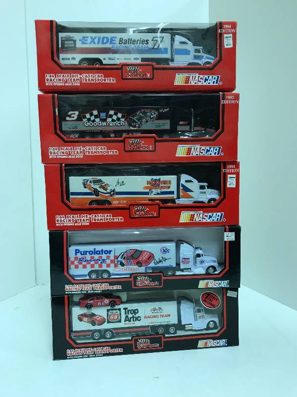 lot 1230 image: 5 Racing Champion NASCAR Semi, 164 scale, See Pix for Detail, All NIB