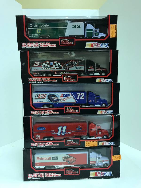 lot 1232 image: 5 Racing Champion NASCAR Semi, 164 scale, See Pix for Detail, All NIB
