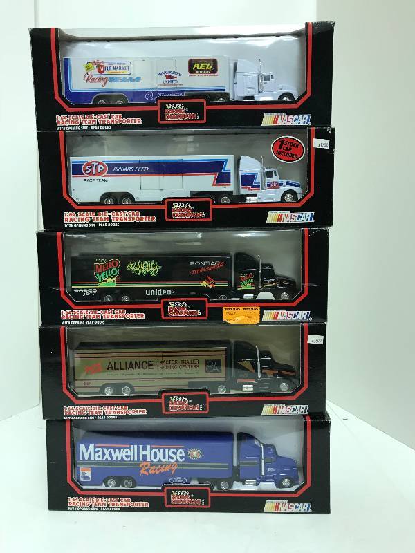 lot 1233 image: 5 Racing Champion NASCAR Semi, 164 scale, See Pix for Detail, All NIB