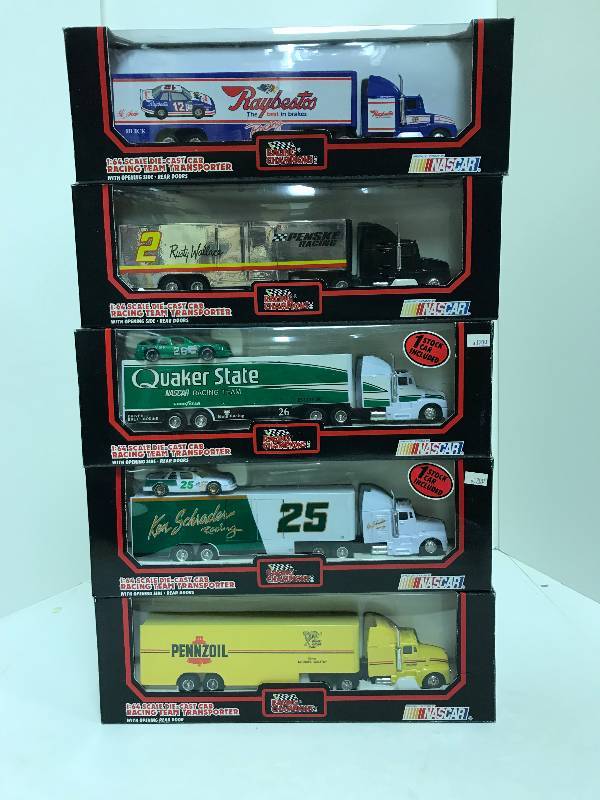 lot 1235 image: 5 Racing Champion NASCAR Semi, 164 scale, See Pix for Detail, All NIB
