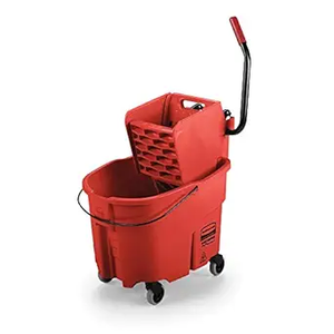 lot 2686 image: Rubbermaid Commercial FG758888RED WaveBrake 2.0 35 qt. Side-Press Plastic BucketWringer Combos - Red - Retail $107.41