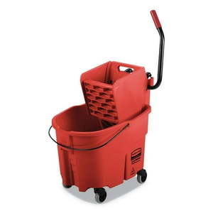 lot 3597 image: Rubbermaid Commercial FG758888RED WaveBrake 2.0 35 qt. Side-Press Plastic BucketWringer Combos - Red - Retail $107.41