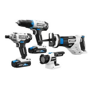 lot 3604 image: HART 20-Volt 4-Tool Battery-Powered Combo Kit (2) 1.5Ah Lithium-Ion Batteries - Retail $178.00