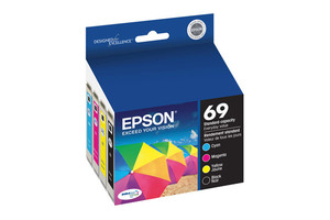 lot 6805 image: Epson 69 4pk Combo Ink Cartridges - BlackCyanMagentaYellow (T069120BCS) - Retail $100.63