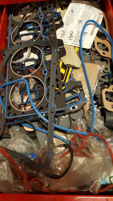 lot 1055 image: Good stuff to have late at night when the parts stores are closed.  Left over gaskets.