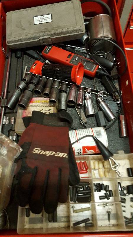 lot 1056 image: We call this the Tune UP drawer.  Some very handy pieces here.  Look close and come down this Wednesday night.