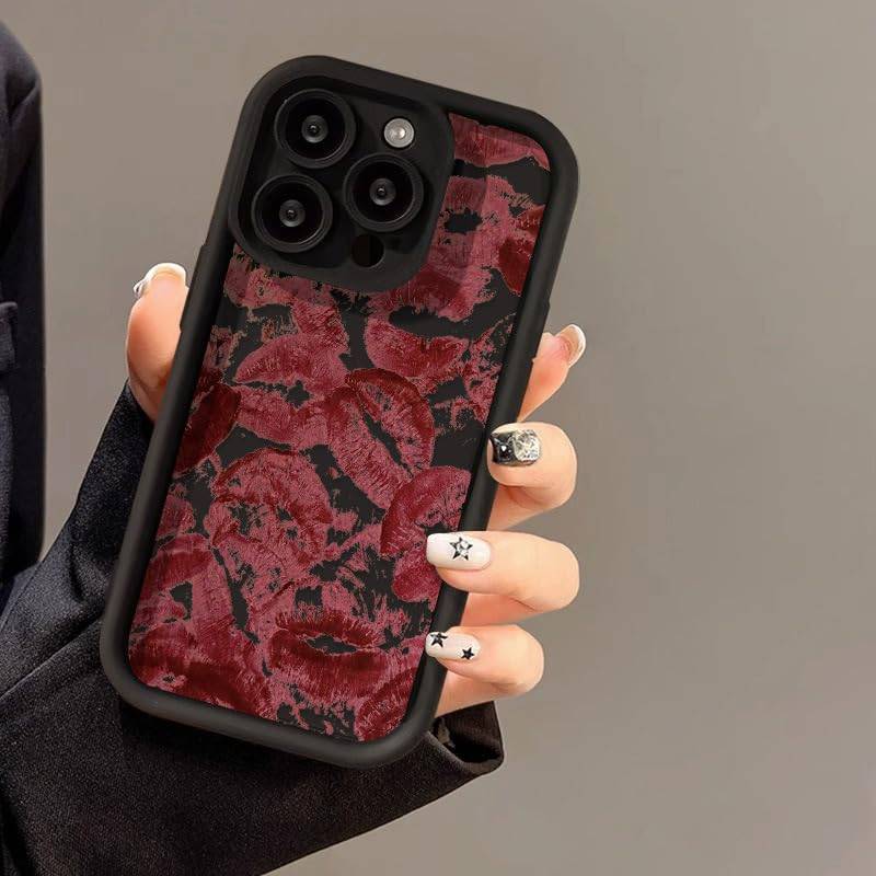 lot 4658 image: TRADAY Red Kiss Phone Case Compatible with iPhone 13 Y2K Cute Lip Pattern for Girls Women