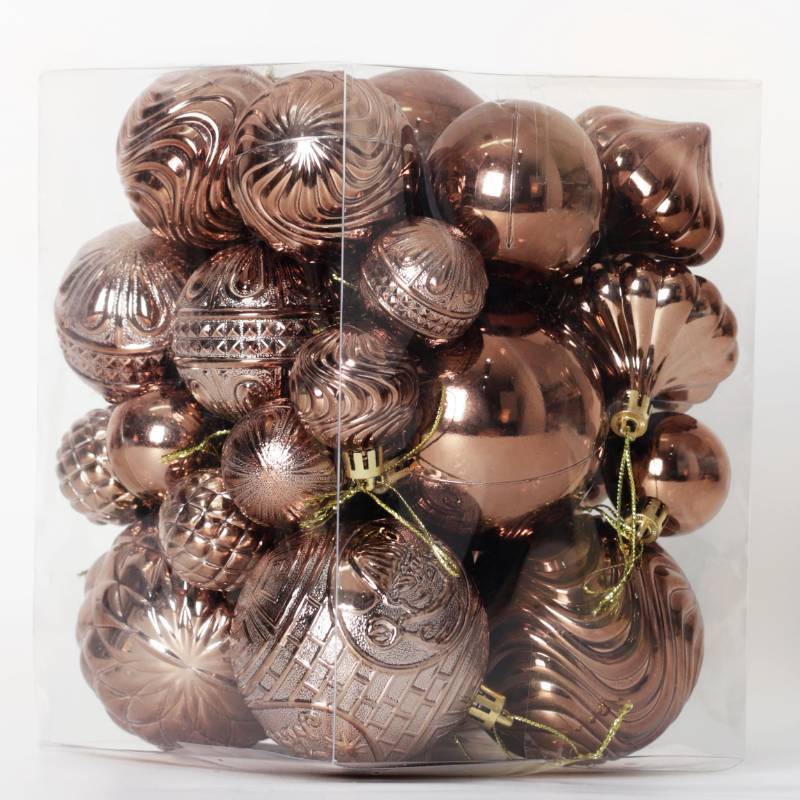 lot 4723 image: Christmas Ornaments Set with 36pcs Shatterproof Christmas Tree Decorations Multi-Size Christmas Ball Ornaments with 7 Styles Brown