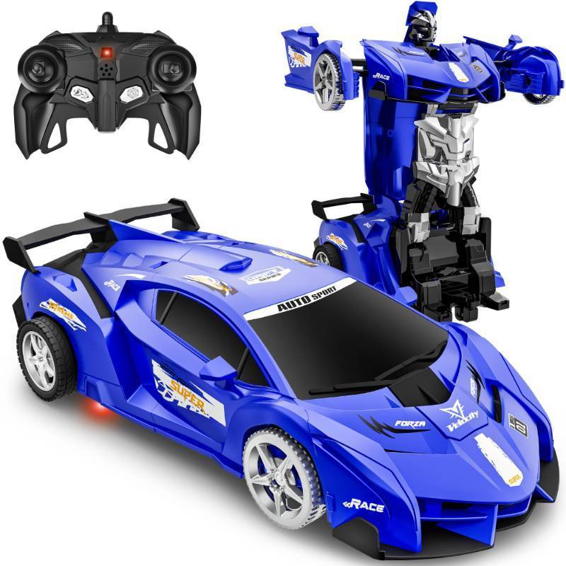 lot 4754 image: Remote Control Car, Toy for 3-8 Year Old Boys, 360° Rotating RC Deformation Robot Car Toy with LED Light, Transform Robot RC Car Age 3 4 5 6 7 8-12 Years Old for Kids, Boys Girls Birthday Gifts (Blue)