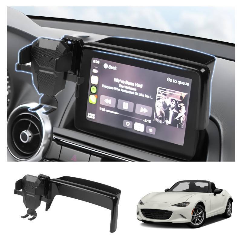 lot 5021 image: FIILINES Dashboard Storage Tray&Phone Holder for 2016-2023 Mazda MX-5 MX5 Miata2016-2021 CX-3 CX32014-2016 Mazda3(Fit 7 Touch Screen) Dash Center Console Organizer Phone Mount Interior Accessories