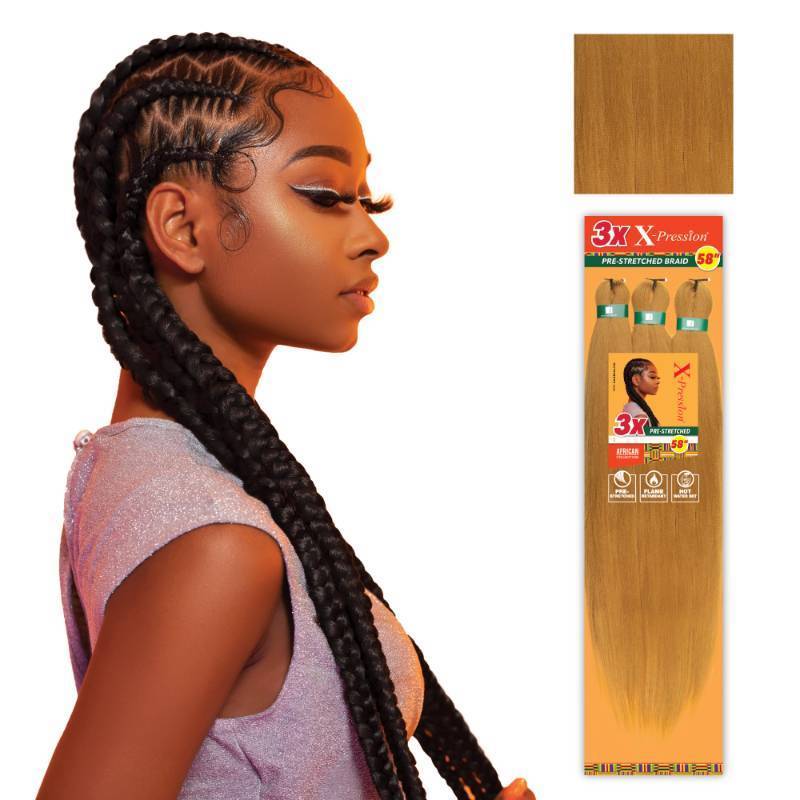 lot 5229 image: Sensationnel X-pression prestretched braiding hair - braid 58 inch all kanekalon flame retardant synthetic braid for box braids and twists (1 pack, 27 HONEYBLONDE)