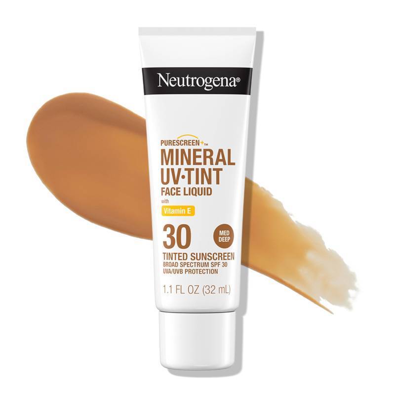 lot 6099 image: Neutrogena Purescreen Tinted Sunscreen for Face with SPF 30, Broad Spectrum Mineral Sunscreen with Zinc Oxide and Vitamin E, Water Resistant, Fragrance Free, Medium Deep, 1.1 fl oz