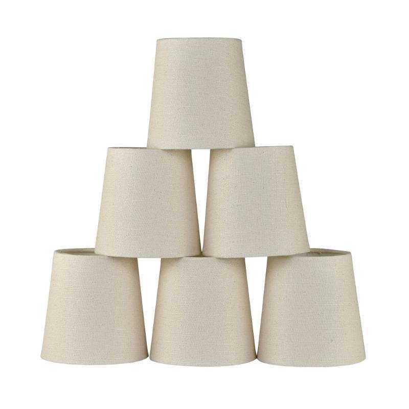 lot 6854 image: LAMPWELL VALO Clip-on Chandelier Fabric Lamp Shades,Set of 6,Small Barrel,5.2x4xH5.2,Linen, Handmade,Traditional Decorative,ONLY FOR CANDLE BULB,Beige