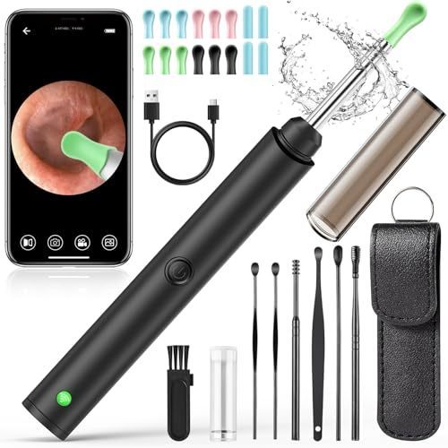 lot 4261 image: Ear Wax Removal Tool Camera, Ear Cleaner with Camera 1296P, Ear Camera Wax Removal with 6 LED Light, Ear Cleaning Kit, Earwax Remover with Camera Otoscope for iPhone iOS iPad Android (Black)