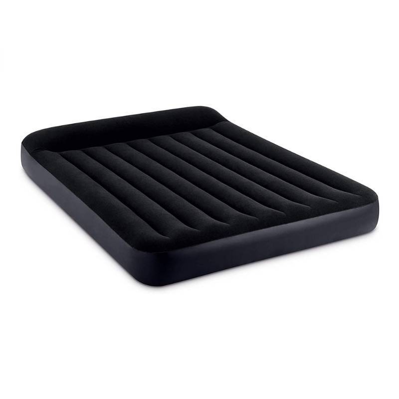 lot 4278 image: Intex 64149ED Dura-Beam Standard Pillow Rest Air Mattress Fiber-Tech Queen Size Built-in Electric Pump 10in Bed Height 600lb Weight Capacity