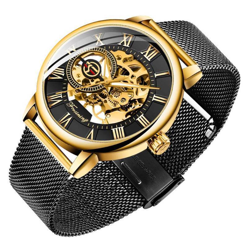 lot 5637 image: Dentily Mens Watches Classic Roman Numeral Mechanical Watch Hand-Wind Skeleton Steampunk Watch