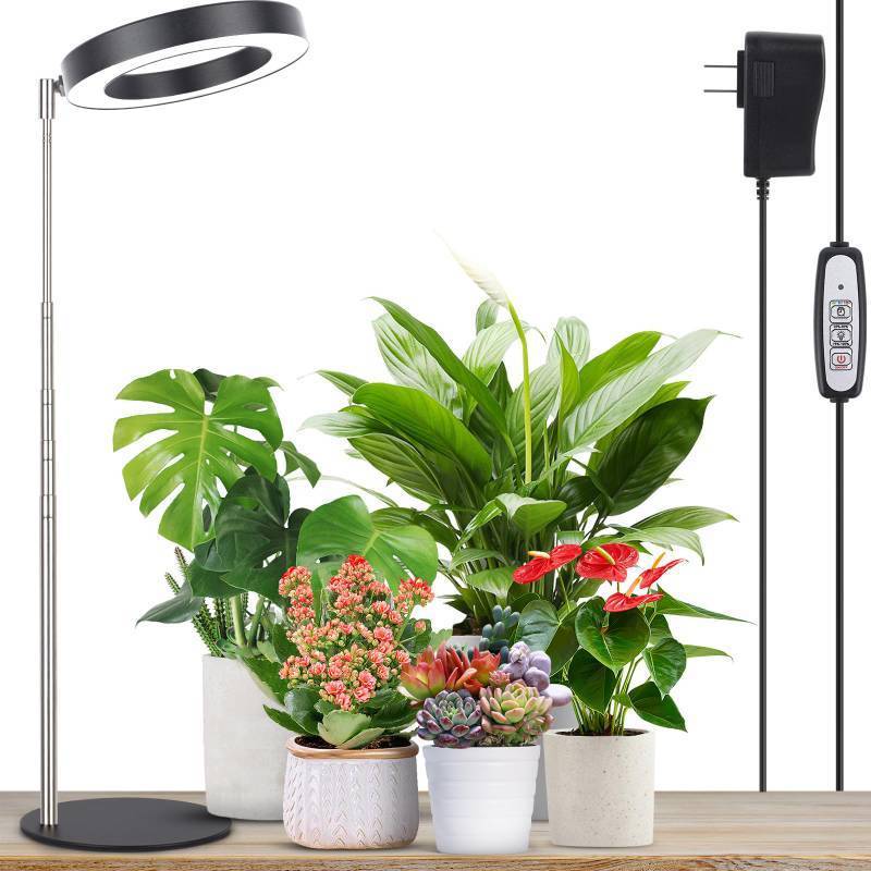 lot 6461 image: LORDEM Grow Light, LED Plant Light for Indoor Plants Growing, Full Spectrum Desk Growth Lamp with Automatic Timer for 4H8H12H, 4 Dimmable Levels, Height Adjustable 9.8-30.6, Black