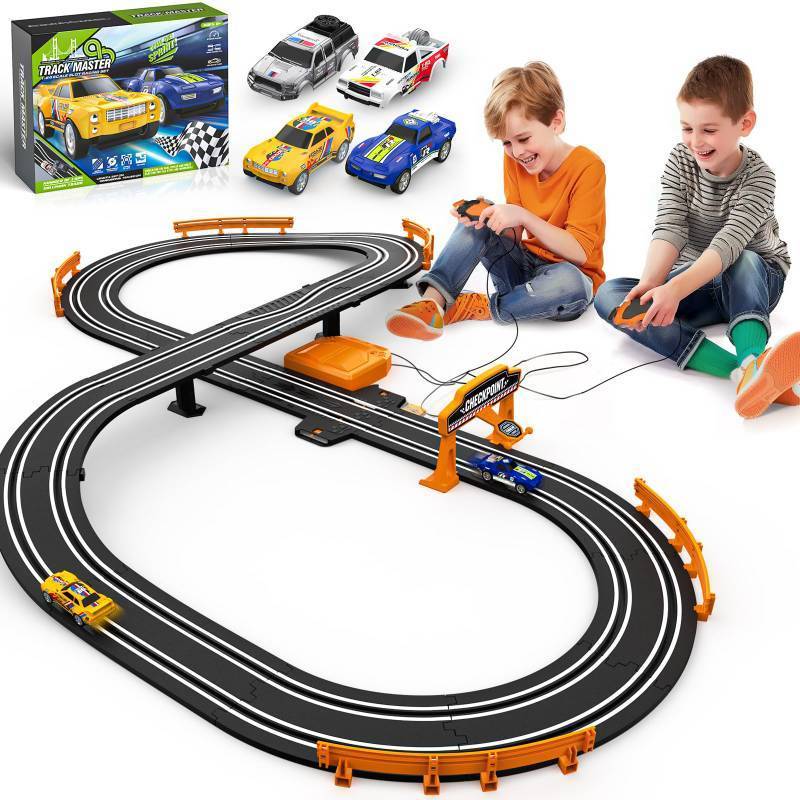 lot 6594 image: Slot Car Race Track Sets for Boys, Race Car Track with 2 High-Speed Slot Cars, Battery or Electric Car Track, Dual Racing Game Lap Counter Track Sets, Toys Gifts for Boys Girls Ages 4 5 6 7 8-12