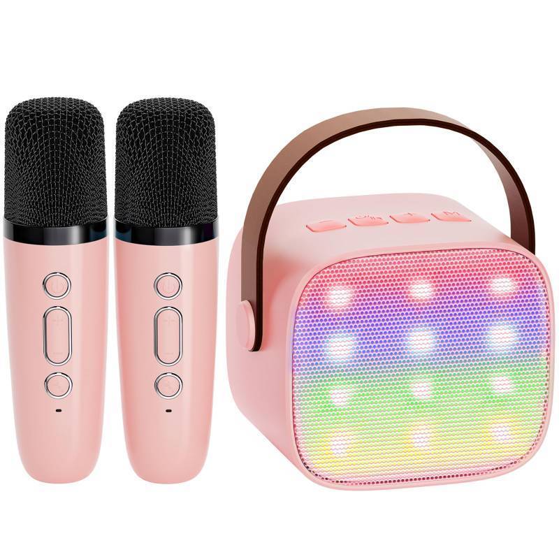 lot 6638 image: YLL Mini Karaoke Machine for Kids Adults, Portable Bluetooth Speaker with 2 Wireless Microphones, Easter Birthday Gifts Toys for Girls Ages 3, 4, 5, 6, 7, 8, 9,10,11,12 Years Old Toddler (Lightpink)
