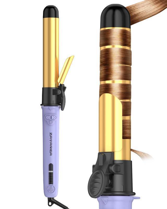 lot 7499 image: Rotating Curling Iron 1 14 Inch, 2024 Upgraded ZAVAREA Automatic Curling Iron with Extra-Long Barrel, Dual Voltage Self Curling Wand 1.25 Hair Curler