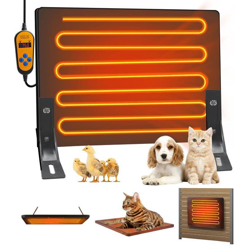 lot 9311 image: MYMULIKE 120W Chicken Coop Heater 95-167°F, Adjustable Temp &amp 0-24H Timer, UL-Compliant, Remote Control Safe Energy Efficient &amp Waterproof Pet Heating Pad for Cats, Dogs, Heat Panel Indoor Outdoor