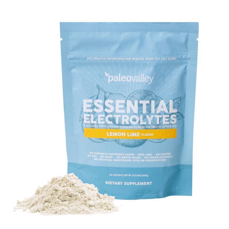 lot 1849 image: Paleovalley Essential Electrolytes Powder - Full Spectrum Lemon Lime Electrolyte Powder for Hydration, Energy and Muscle Recovery - No Sugar Added - 28 Servings