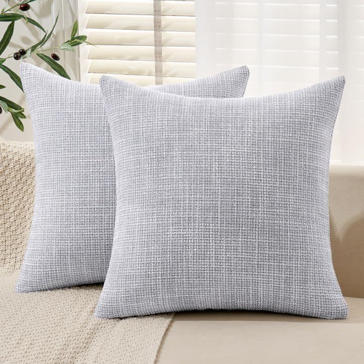 lot 4576 image: MIULEE Burlap Linen Throw Pillow Covers 20x20 Inch Set of 2 Blue Grey Decorative Pillows Modern Farmhouse Pillowcases Soft Accent Cushion Covers for Outdoor Couch Sofa Bedroom Livingroom Home Decor