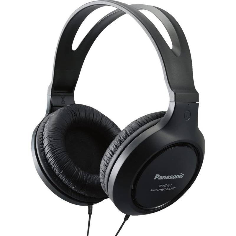 lot 5237 image: Panasonic Headphones, Lightweight Over the Ear Wired Headphones with Clear Sound and XBS for Extra Bass, Long Cord, 3.5mm Jack for Phones and Laptops RP-HT161-K (Black)