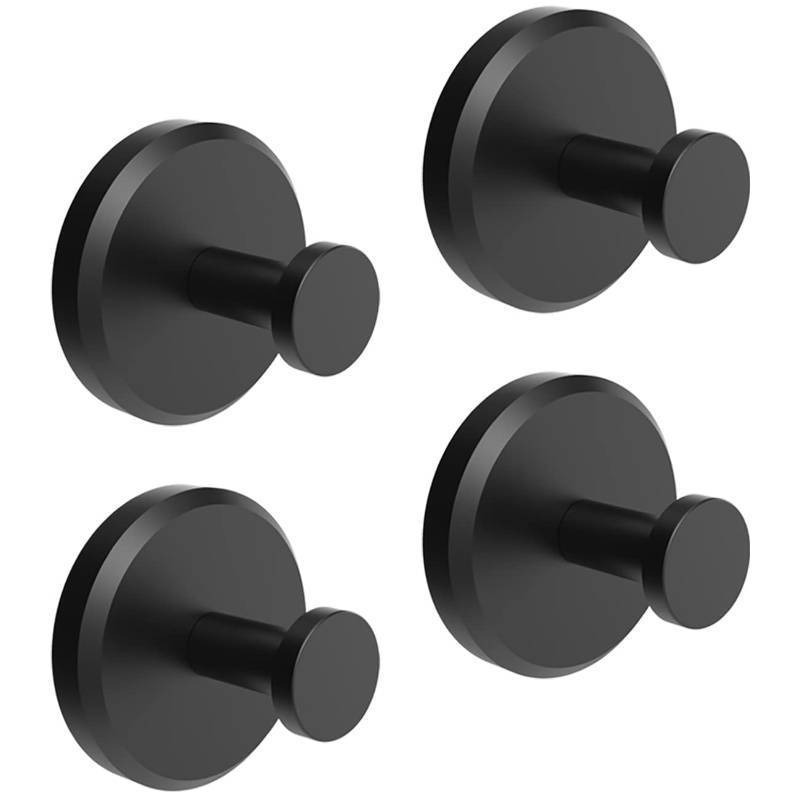 lot 5925 image: HOME SO Suction Cup Hooks for Shower, Bathroom, Kitchen, Glass Door, Mirror, Tile Loofah, Towel, Coat, Bath Robe Hook Holder for Hanging up to 15 lbs Waterproof &amp Rustproof, Matte Black (4-Pack)