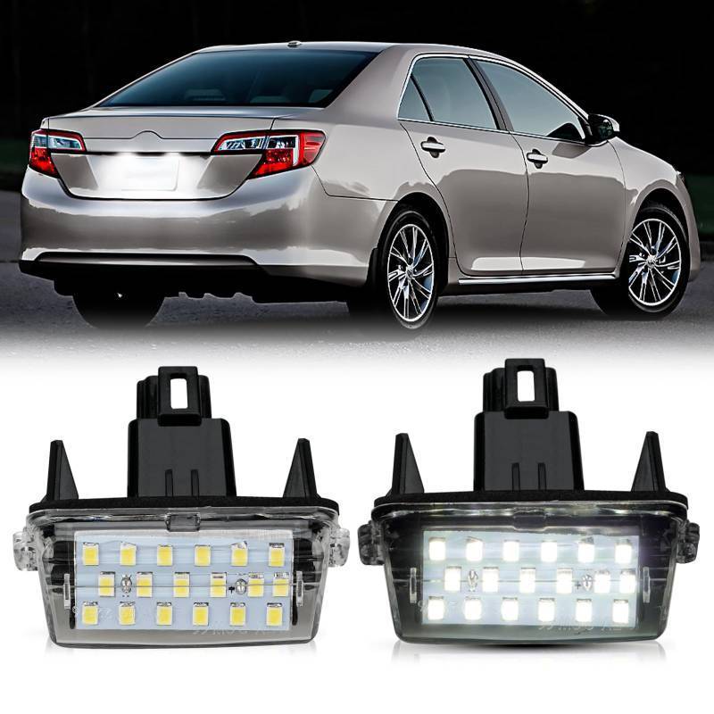 lot 6017 image: D-Lumina LED License Plate Light Tag Lamp Assembly for Toyota Camry Highlander Avalon Prius C Yaris, Powered by 18-SMD Xenon White LED Tag Lights, Pack of 2