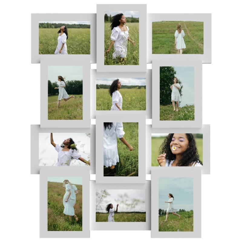 lot 6865 image: J.M.Deco Picture Frames Collage Wall Decor 12 Opening, 4x6 Picture Frame Collage for Wall, Collage Picture Frames with Family Friends Memory, Rustic Distressed Photo Frame Wall Hanging for 4x6, White