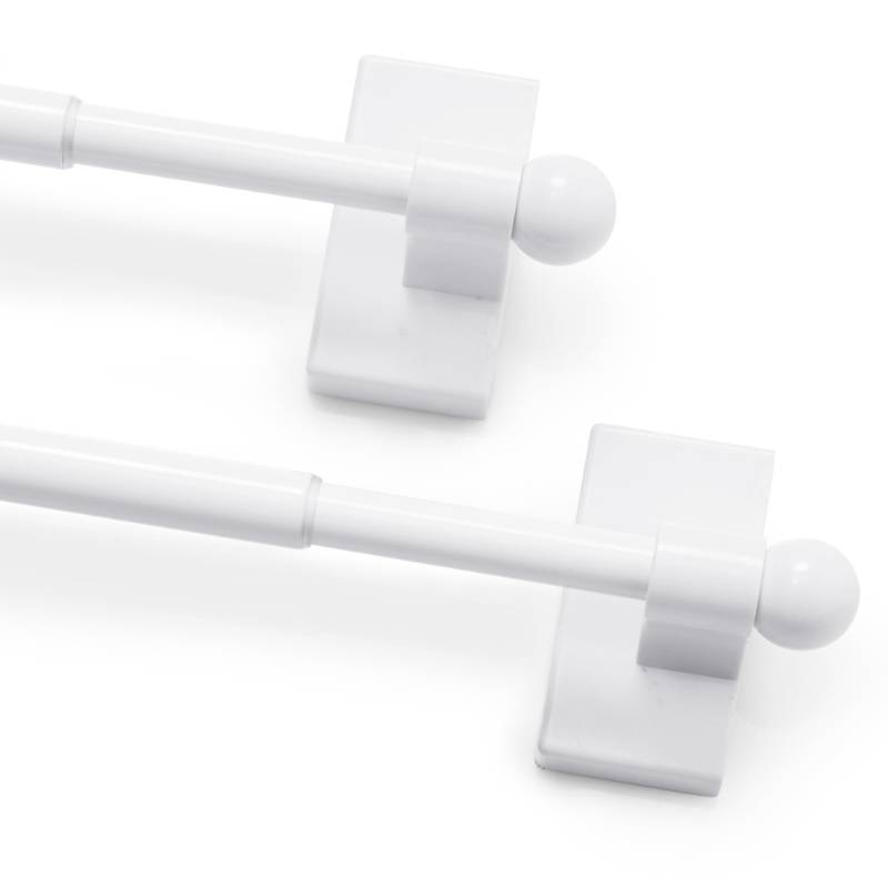 lot 9763 image: Deconovo Magnetic Curtain Rods (2 Pack, White 9-16 Inch) Adjustable No-Drill Metal Curtain Rods for Doors, Windows &amp Rental Spaces  Easy Install, Strong Magnet, Perfect for Home &amp Office