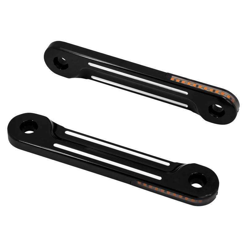lot 9774 image: HDBUBALUS Motorcycle Flush Fork Turn Signals Brackets Shock absorber LED Running Side Lamp For Harley Touring Street Glide Road King 1998-2023 (Color Black&White)