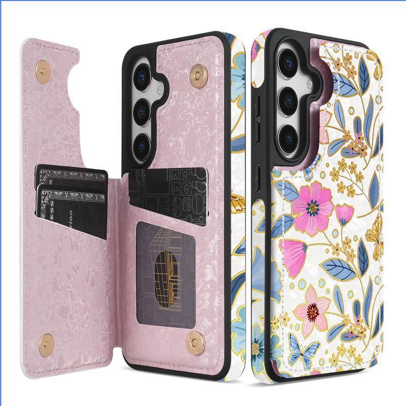 lot 9837 image: NNH Compatible with Samsung Galaxy A35 Wallet Case with RFID Blocking Card Slots Folio Flip PU Leather Kickstand Double Magnetic Clasp Design Cover for Galaxy A35(6.6 inch-Colorful Butterfly Flowers)
