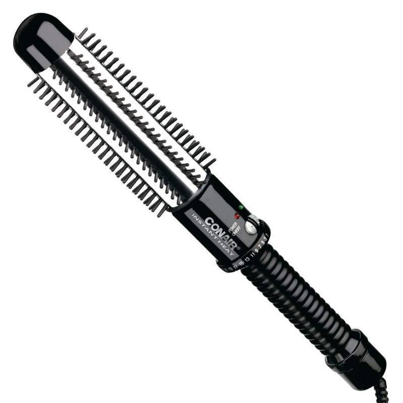 lot 7687 image: Conair Instant Heat Curling Iron Brush, 1 14-Inch Barrel - For Use On Short to Medium Length Hair