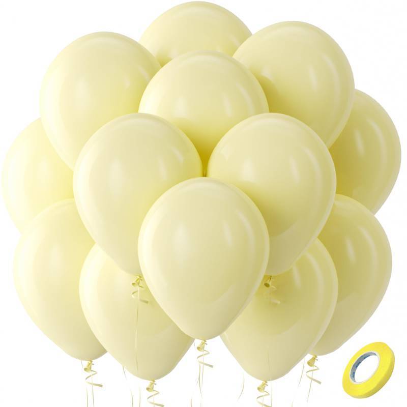 lot 7688 image: Bezente Pastel Yellow Latex Party Balloons - 12 inch Round Helium Light Yellow Balloons for Birthday Baby Shower Wedding Sunflower Party Decorations